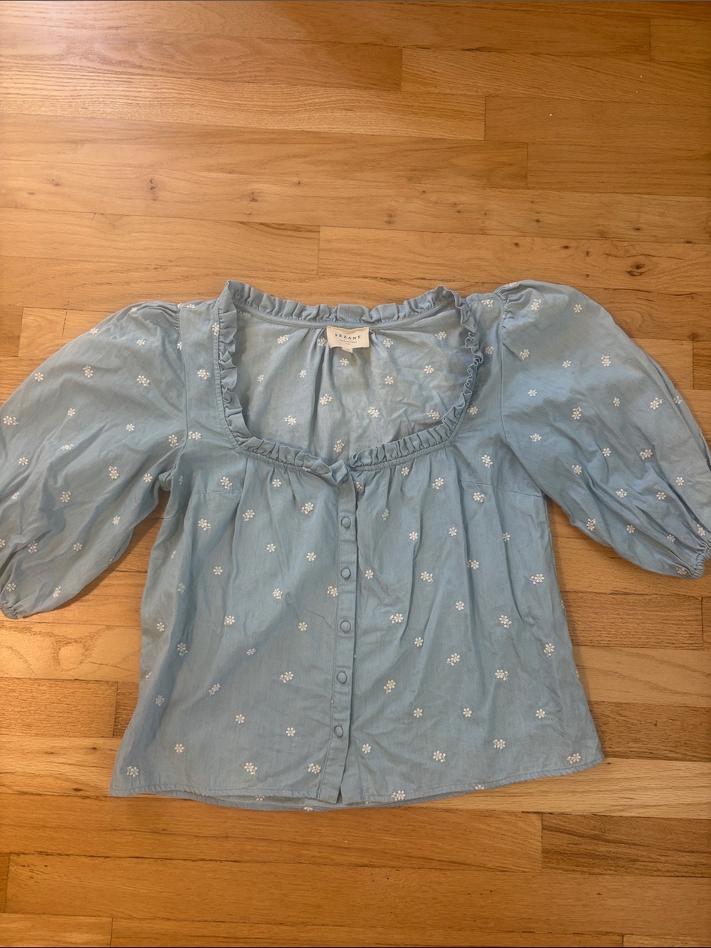 Sezane Kellia Shirt Light Denim - Size 6 - Picture 4 of 8